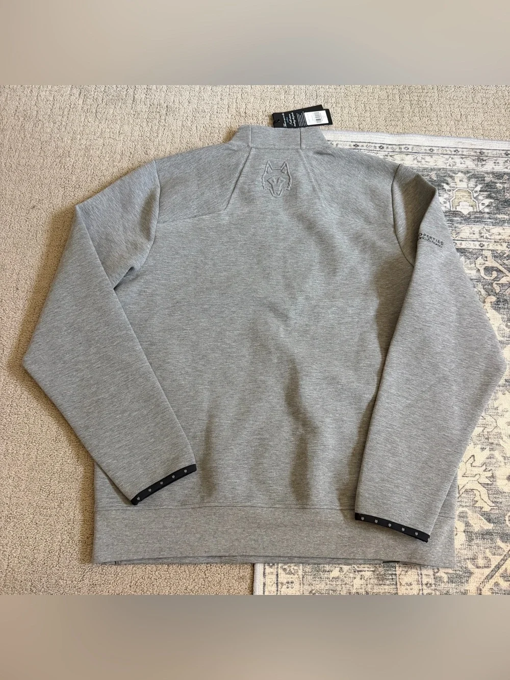Greyson Men’s Calgary 1/4 Zip Sweater Sz M Heather Grey Company Logo NWT $220